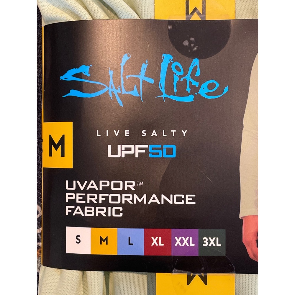 Salt Life Long Sleeve UV Tee Men's Medium Green NEW SLX UVAPOR UPF 50 Fishing - Picture 5 of 7